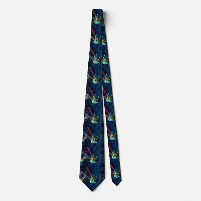 Space cat with yelow glasses tie (Front)
