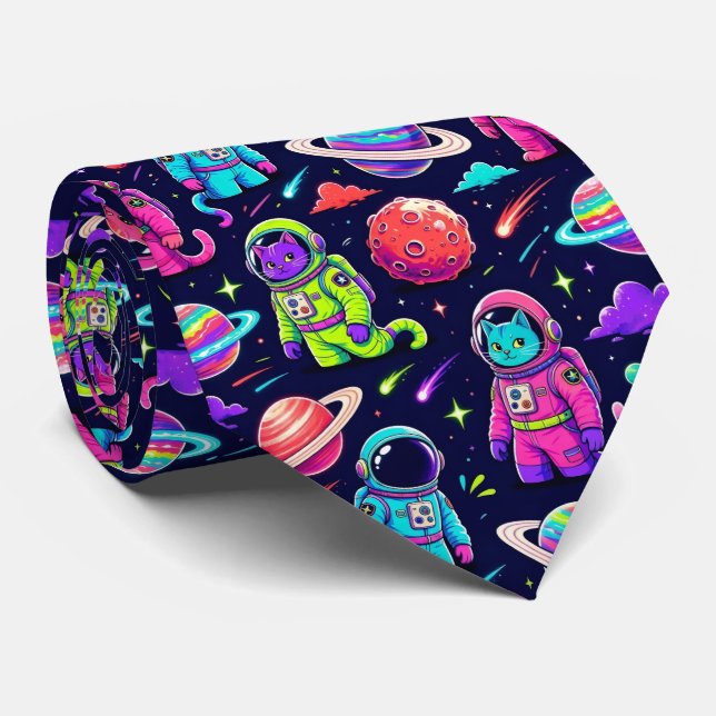 Space Cats Intergalactic Planets Solar System Tie (Rolled)