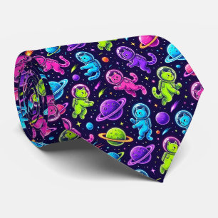 Space Cats Intergalactic Planets Solar System Tie