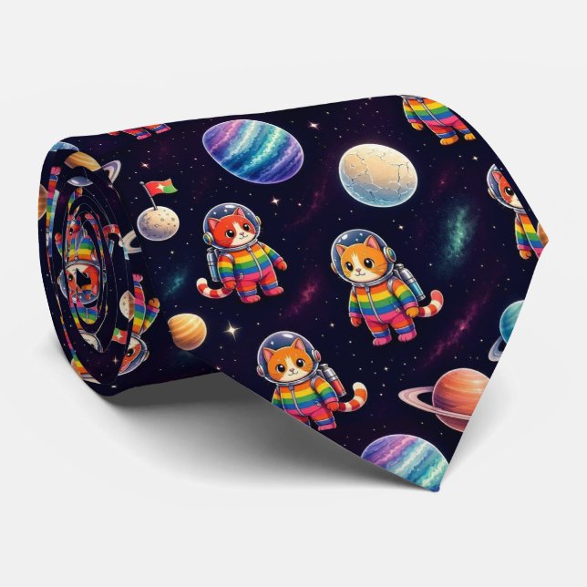Space Cats Intergalactic Planets Solar System Tie (Rolled)
