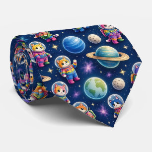 Space Cats Intergalactic Planets Solar System Tie
