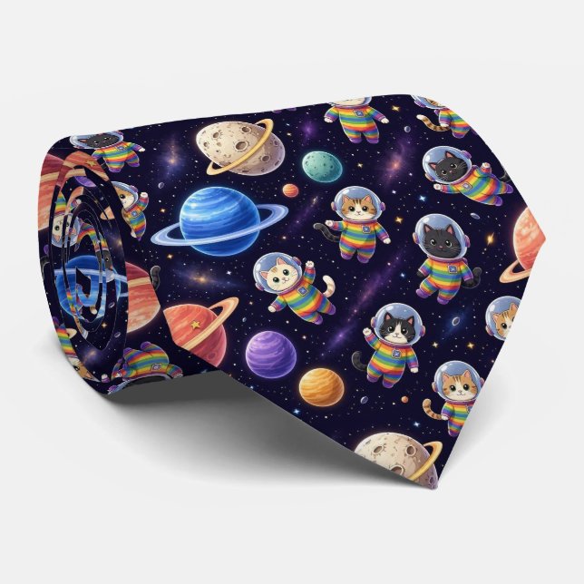 Space Cats Intergalactic Planets Solar System Tie (Rolled)