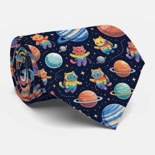 Space Cats Intergalactic Planets Solar System Tie