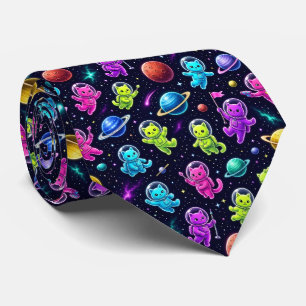 Space Cats Intergalactic Planets Solar System Tie