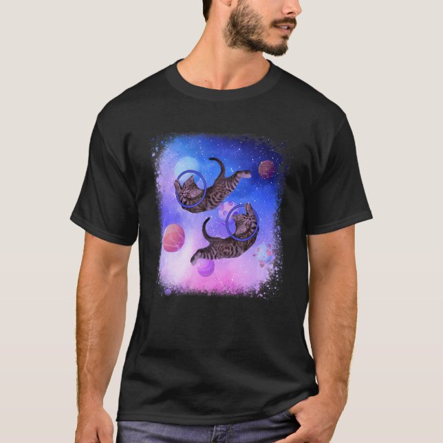 Space Cats Kittens Astronaut Planet Outer Space T-Shirt (Front)