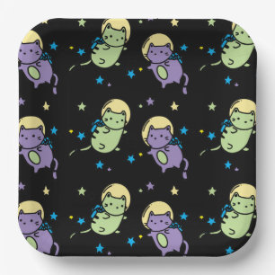 space cats paper plate