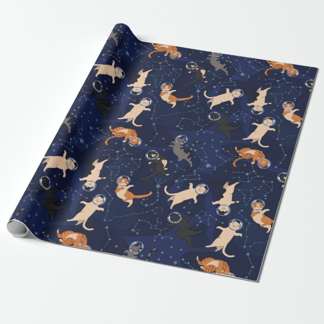 Space Cats Wrapping Paper (Unrolled)