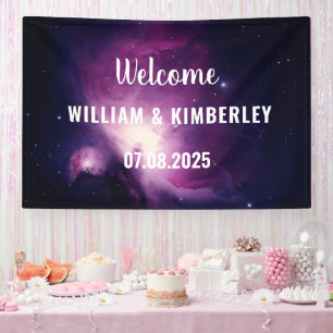 Space Celestial Sky Galaxy Nebula Elegant Wedding Banner