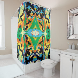 Space Chicken abstract splatter Shower Curtain
