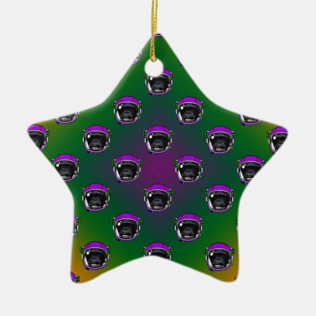 Space Chimp Ceramic Ornament (Front)