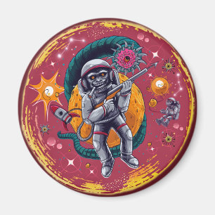 Space Chimp - Retro Sci-Fi Astronaut Magnet