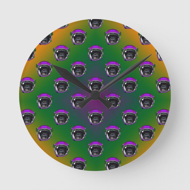 Space Chimp Round Clock (Front)
