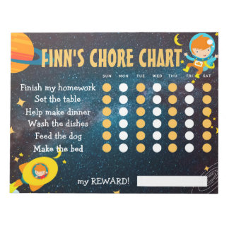 Space chores chart, Astronaut Responsibility chart Notepad