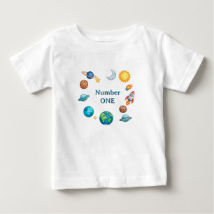 Space Circle Clipart Set With Planets, Moon, Sun, Baby T-Shirt
