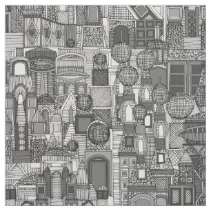 space city sun bw fabric