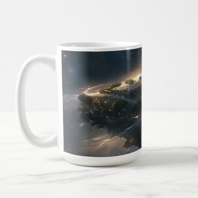 Space city suspended in the universe coffee mug (Left)