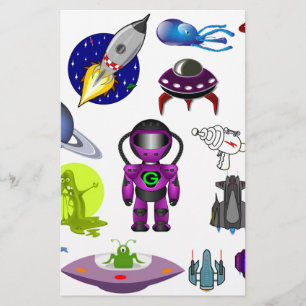 space clip art aliens space craft stationery
