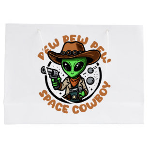 Space Cowboy Funny Alien Large Gift Bag