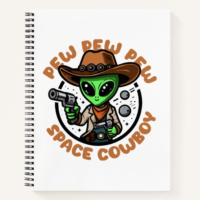Space Cowboy Funny Alien Notebook (Front)