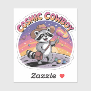 Space Cowboy Racoon Artist Moon Cosmic