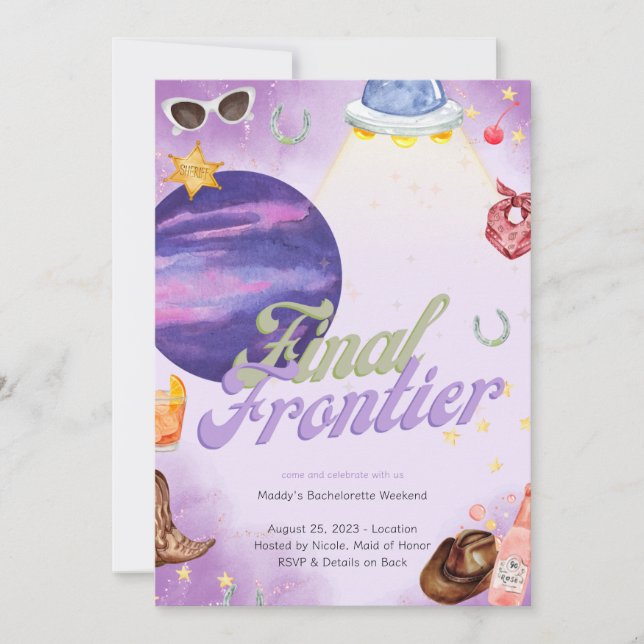 Space Cowgirl Bachelorette Weekend Invitation (Front)