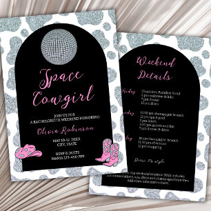 Space Cowgirl Bachelorette Weekend Itinenerary Invitation