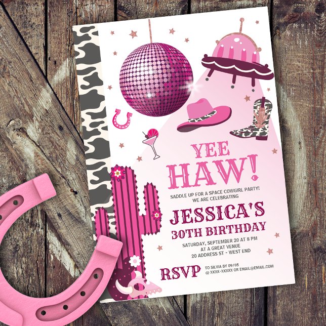 Space Cowgirl Birthday Party Invitation (Creator Uploaded)