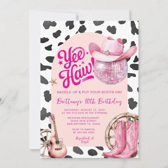 Space Cowgirl Western Cowgirl 30th Birthday  Invitation (Front)