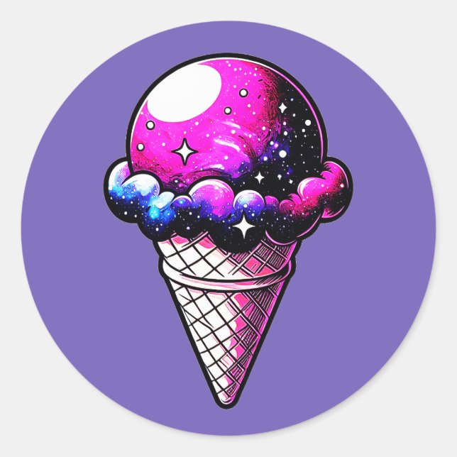 Space Cream Cone 205 Classic Round Sticker (Front)