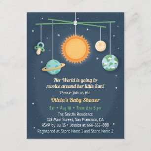 Space Crib Toys Revolve Around The Sun Baby Shower Invitation