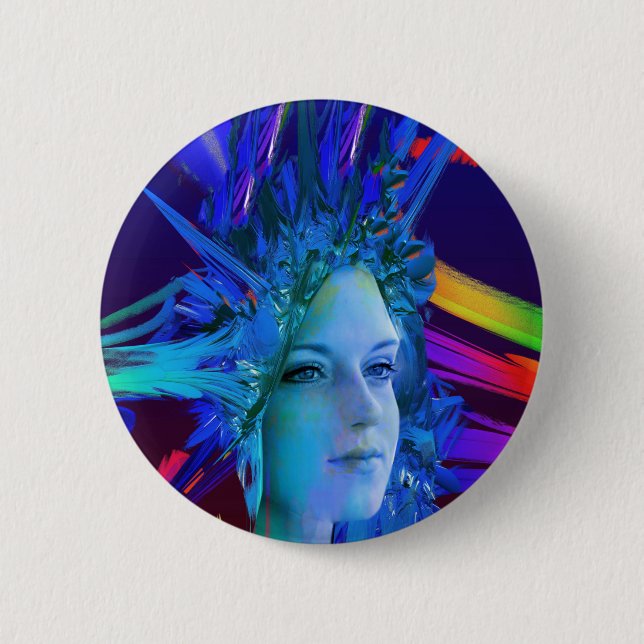 Space Crystal 6 Cm Round Badge (Front)