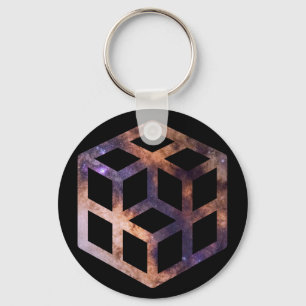 Space Cube Grid Astro Geometry Key Ring