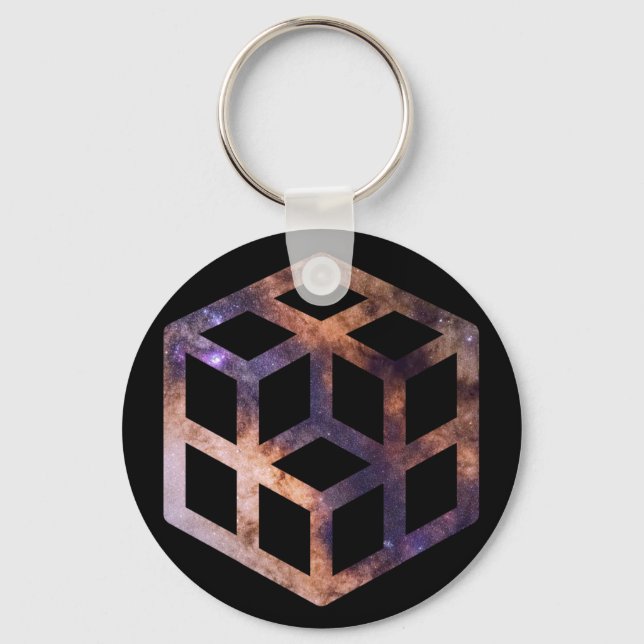 Space Cube Grid Astro Geometry Key Ring (Front)