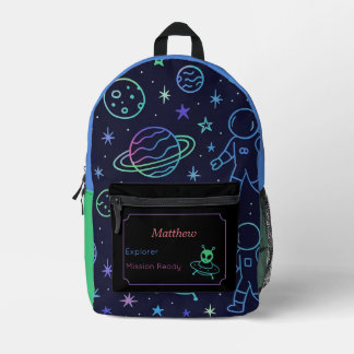 Space Custom Name Label  Printed Backpack