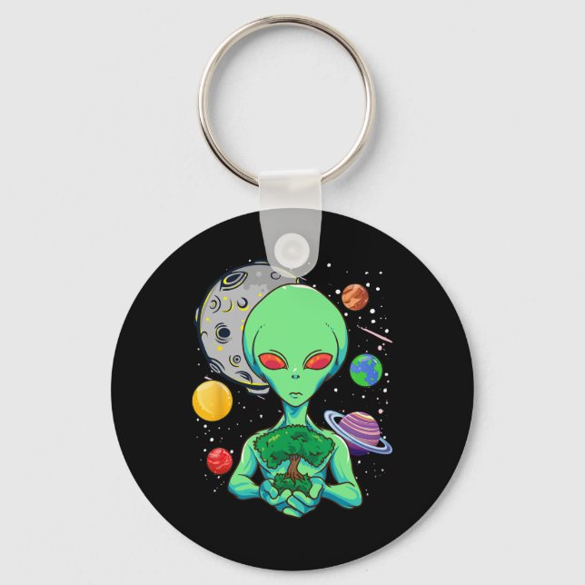 Space Day Celebration Cosmic Alien Tree Of Life Ea Key Ring (Front)