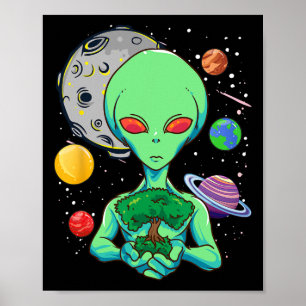 Space Day Celebration Cosmic Alien Tree Of Life Ea Poster