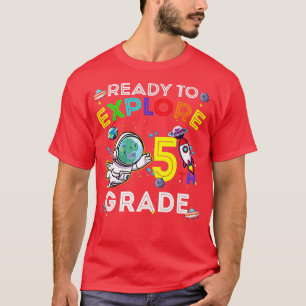 Space Dino Dinosaur Astronaut Ready To Eplore 5th  T-Shirt
