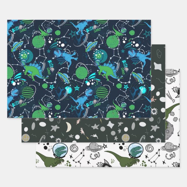 Space Dinos Wrapping Flat Sheet Set of 3 (Set)