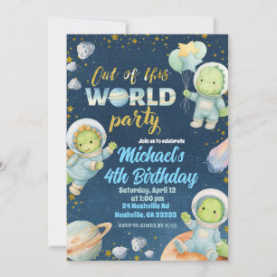 Space Dinosaur Birthday Invitation