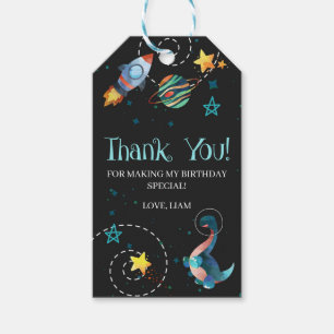 Space Dinosaur Galaxy Birthday Favour Gift Tags