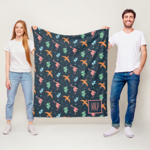 Space Dinosaur Pattern Modern Personalised Fleece Blanket