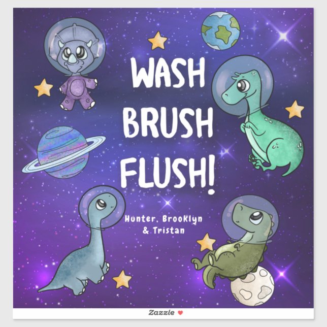 Space Dinosaurs Astronauts Stars Planets Bathroom (Sheet)
