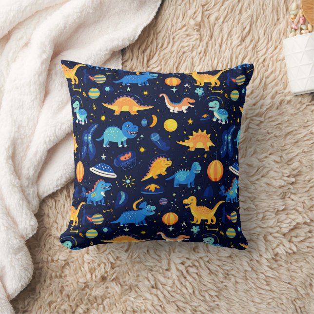 Space Dinosaurs | Cute Astronaut Dino Kids Cushion (Blanket)