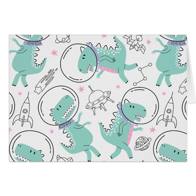 Space Dinosaurs, Cute Dinosaurs, Space Ship, Stars (Front Horizontal)