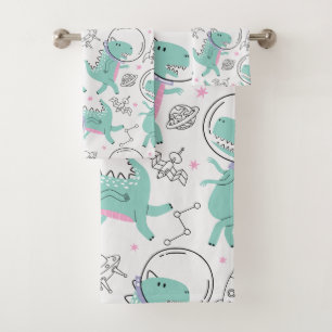 Space Dinosaurs, Cute Dinosaurs, Space Ship, Stars Bath Towel Set