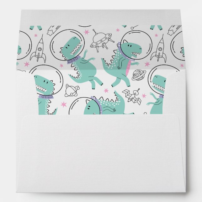 Space Dinosaurs, Cute Dinosaurs, Space Ship, Stars Envelope (Back (Bottom))