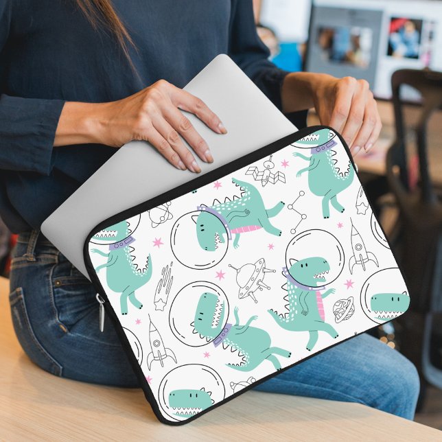 Space Dinosaurs, Cute Dinosaurs, Space Ship, Stars Laptop Sleeve (Creator Uploaded)