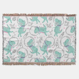Space Dinosaurs, Cute Dinosaurs, Space Ship, Stars Throw Blanket