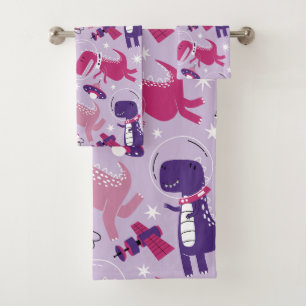 Space Dinosaurs, Cute Dinosaurs, Stars, Space Ship Bath Towel Set