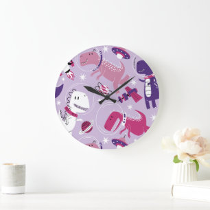 Space Dinosaurs, Cute Dinosaurs, Stars, Space Ship Large Clock